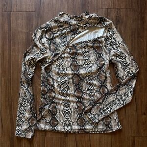 Snakeskin Print Women's Cut Out Long Sleeve Top- Medium